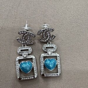Elegant Silver and Blue Heart Earrings